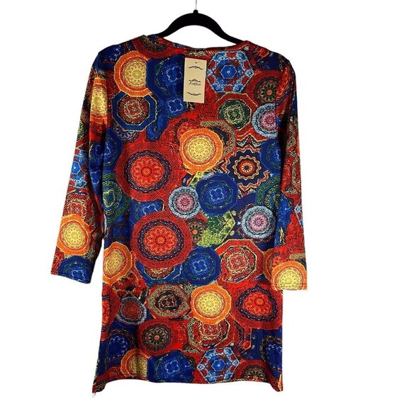 FullJion Women's Dress Tunic Large Fashionable Geometric‎ Multicolored Abstract - Picture 2 of 9